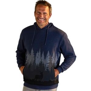 Victory Outfitters Soft cozy BLUE cotton WILDERNESS STAG HOODIE sweatshirt